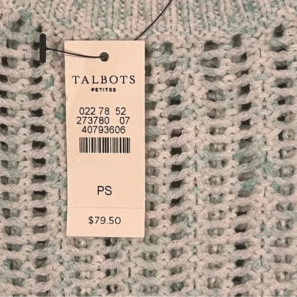 Talbots Light Gray Open-Knit Sweater small petite - Picture 3 of 5